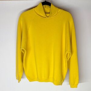 Vintage Gap Sport Yellow Cotton fleece Turtleneck Raglan Sweatshirt size Medium